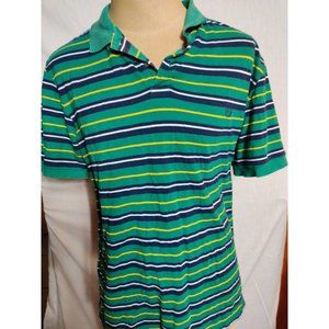 Chaps Ralph Lauren Men’s XL Shirt Short Sleeve Green Blue Yellow Striped  Logo